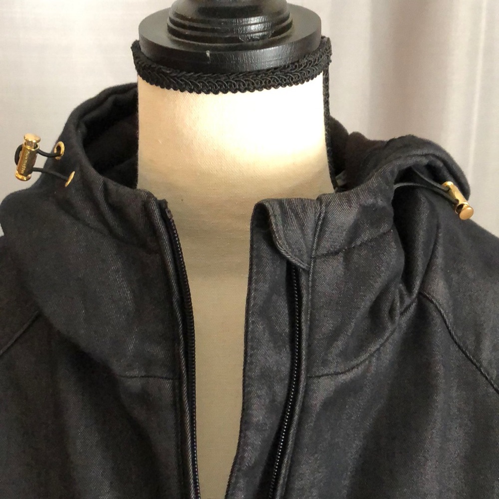 Steve Madden black long hooded jacket Size L